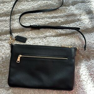 Coach Black Pebble Leather Polly Crossbody Bag